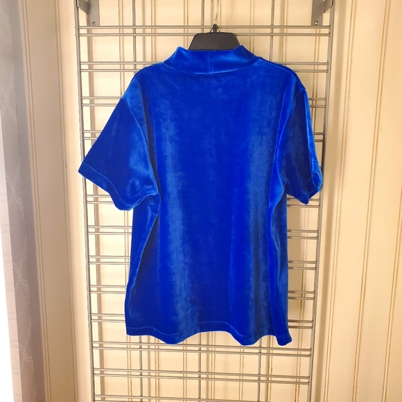 stephanie andrews Tops - Vintage Velvet Velour Electric Blue Short Sleeve